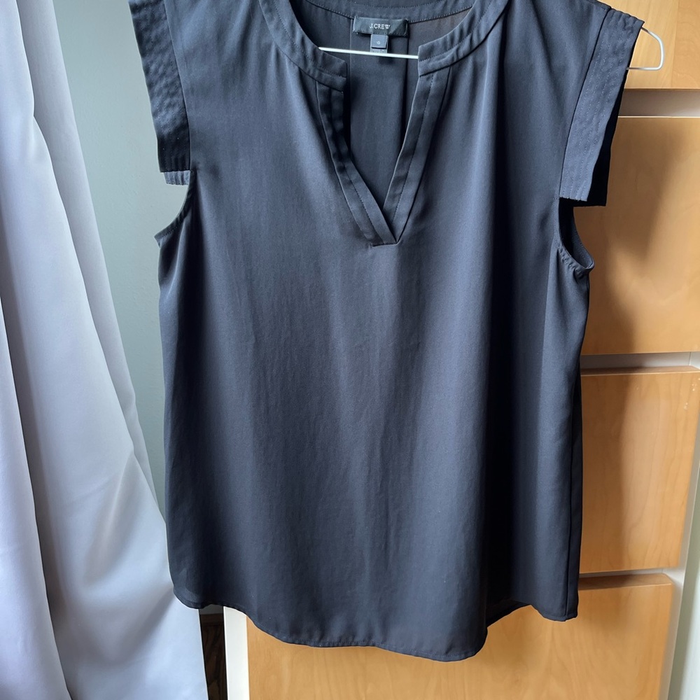 J. Crew black  Boxy Blouse with Mandarin Collar
